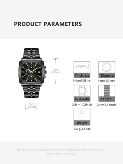 Men'S Fashion High-End Wristwatch Multi-Function Timer Steel Band Business Casual Quartz Movement Watch Gift