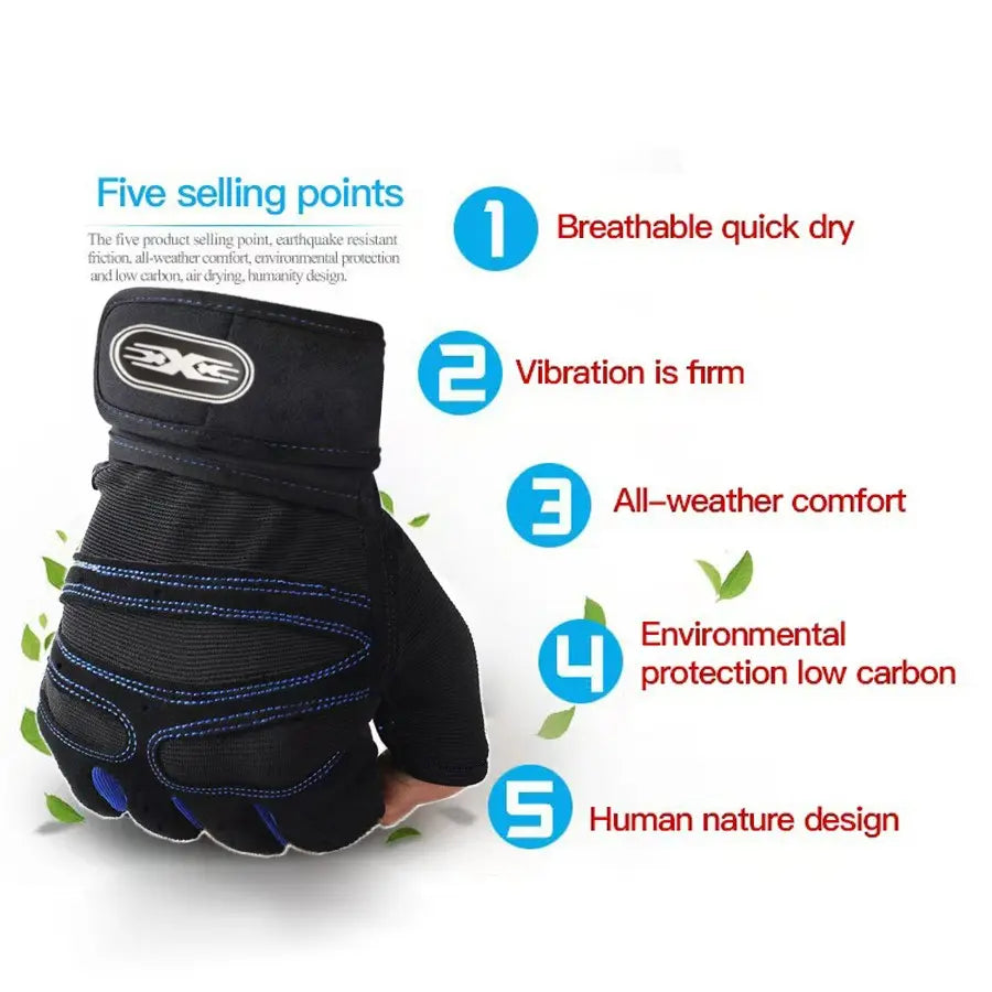 Half-Finger Weightlifting Non-Slip Gloves, Breathable Fitness Gloves for Dumbbell, Strength Training, Riding, Cycling, Gym Accessories, 1 Pair