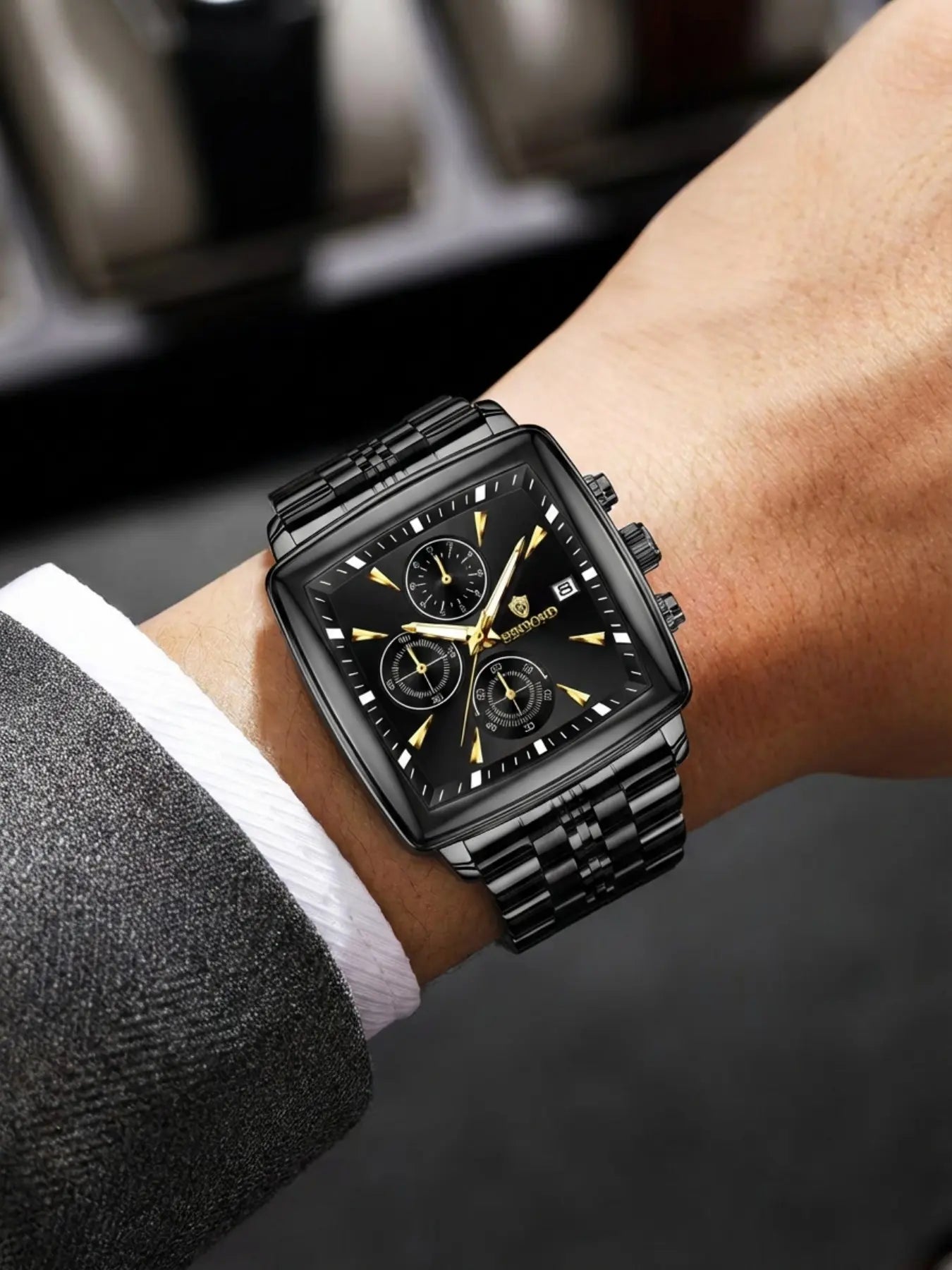 Men'S Fashion High-End Wristwatch Multi-Function Timer Steel Band Business Casual Quartz Movement Watch Gift