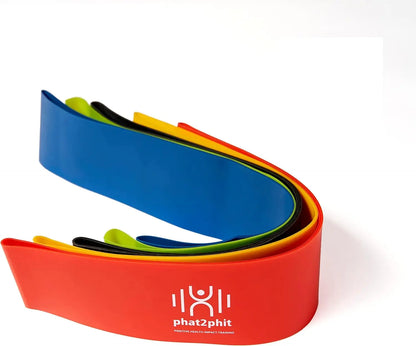 Phat2Phit Mini Loop Resistance Exercise Bands with Varying Intensity Levels, Exercise Resitance Band Sets, Set of 5