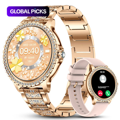 Fashion Smart Watch for Women, 1.32-Inch HD Large Screen Digital Watch with 2 Straps, Waterproof Fitness Tracker, Compatible with Android and Ios Systems, Wearable Wristwatch