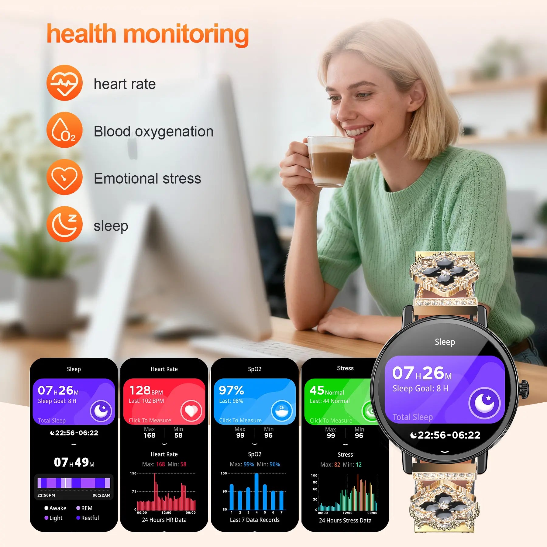 Multifunctional Smart Watch for Men & Women with HD Touchscreen, Daily Activity Tracker, Step Counter, Notification,Sports Watch