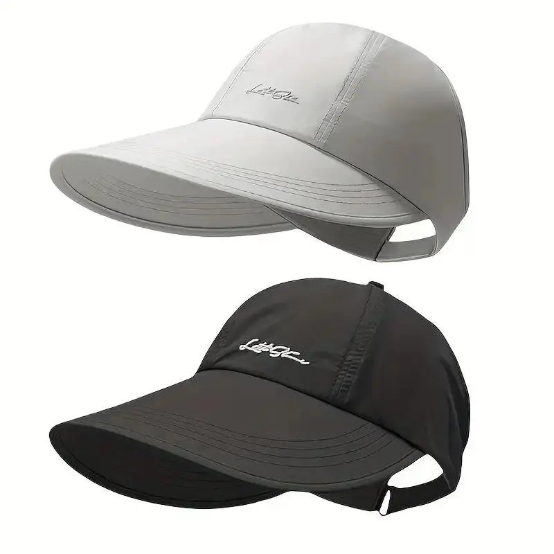 2-Pack UPF Sun Protection Baseball Hat for Men and Women - Lightweight, Adjustable Velcro Closure, Wide Brim Outdoor Sports Hat, All-Season Elastic Design (White/Gray/Black)