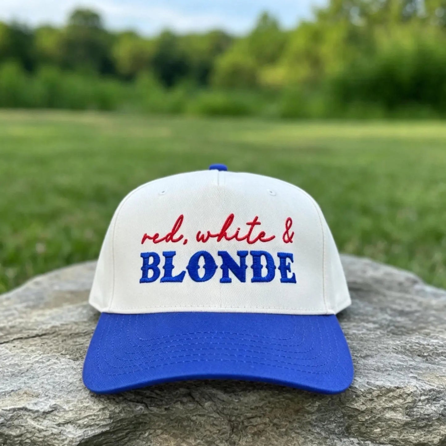 Red White & Blone Trucker Hat for Women – 4Th of July Patriotic Baseball Cap, Funny America Snapback, Country Girl Summer Hat, Adjustable USA Cap