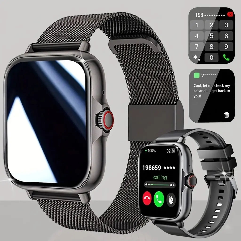New Touchscreen Smartwatch, Android, USB Rechargeable, Bluetooth-Compatible Call & Message Alerts, Multiple Sports Modes, Stainless Steel Band, Gift for Family Friends