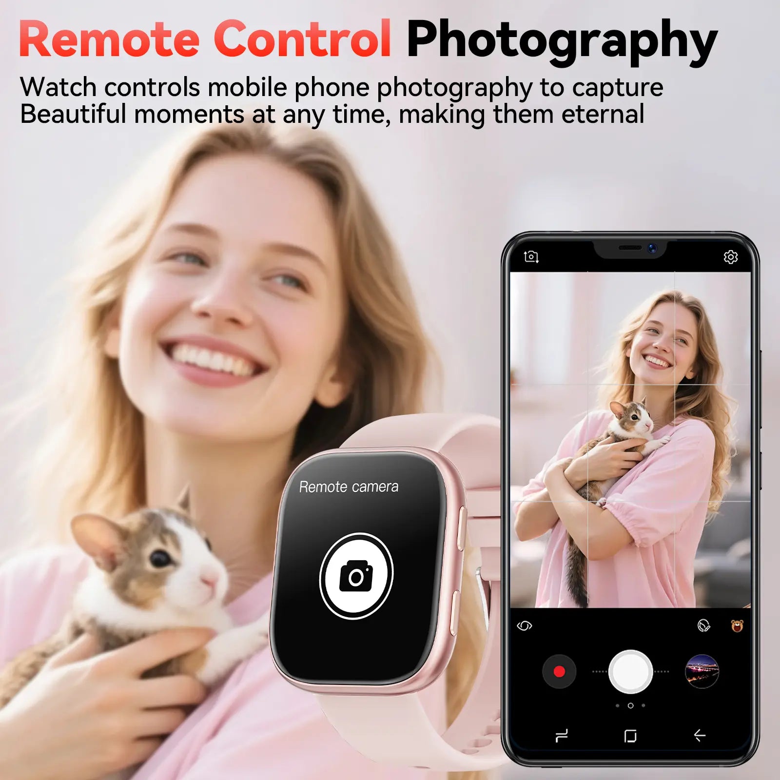 Smartwatch for Women, 1.83-Inch HD Touchscreen Fitness Tracker with Bluetooth Calling, Fitness Watch with Heart Rate/Sleep Monitor/100+ Sports, IP67 Waterproof Smartwatch for Android and Ios（Mothersdaygift）