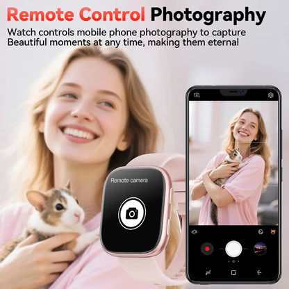 Smartwatch for Women, 1.83-Inch HD Touchscreen Fitness Tracker with Bluetooth Calling, Fitness Watch with Heart Rate/Sleep Monitor/100+ Sports, IP67 Waterproof Smartwatch for Android and Ios（Mothersdaygift）