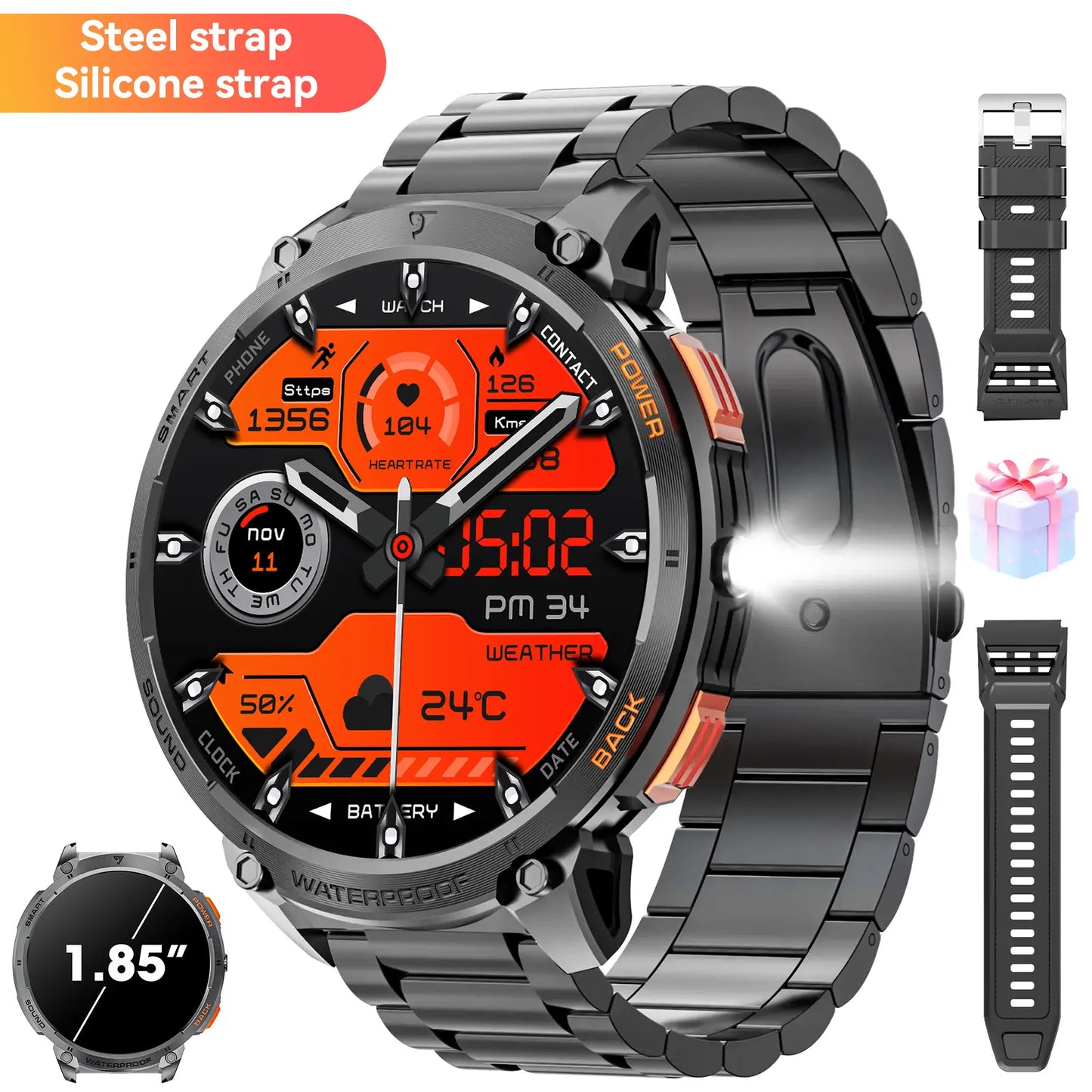 Multifunctional Smart Watch, Fashionable 1.85" round HD Digital Watch with Make/Answer Call, Waterproof Sports Watch, Sports Tracking Smartwatch for Women & Men, Men'S Tech Gadgets 2024, Cyber