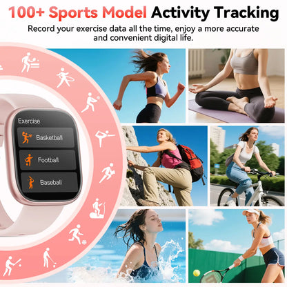Smartwatch for Women, 1.83-Inch HD Touchscreen Fitness Tracker with Bluetooth Calling, Fitness Watch with Heart Rate/Sleep Monitor/100+ Sports, IP67 Waterproof Smartwatch for Android and Ios（Mothersdaygift）