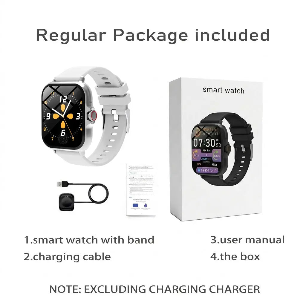 New Touchscreen Smartwatch, Android, USB Rechargeable, Bluetooth-Compatible Call & Message Alerts, Multiple Sports Modes, Stainless Steel Band, Gift for Family Friends