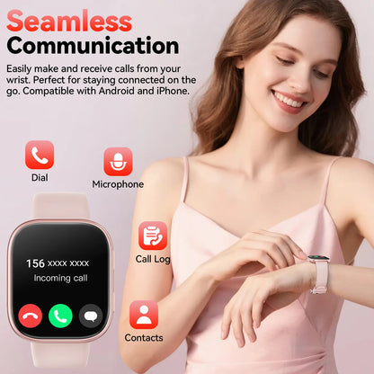 Smartwatch for Women, 1.83-Inch HD Touchscreen Fitness Tracker with Bluetooth Calling, Fitness Watch with Heart Rate/Sleep Monitor/100+ Sports, IP67 Waterproof Smartwatch for Android and Ios（Mothersdaygift）