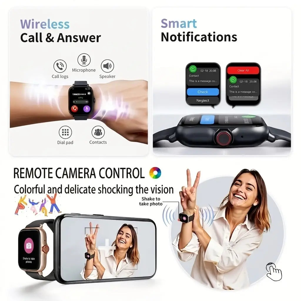 New Touchscreen Smartwatch, Android, USB Rechargeable, Bluetooth-Compatible Call & Message Alerts, Multiple Sports Modes, Stainless Steel Band, Gift for Family Friends