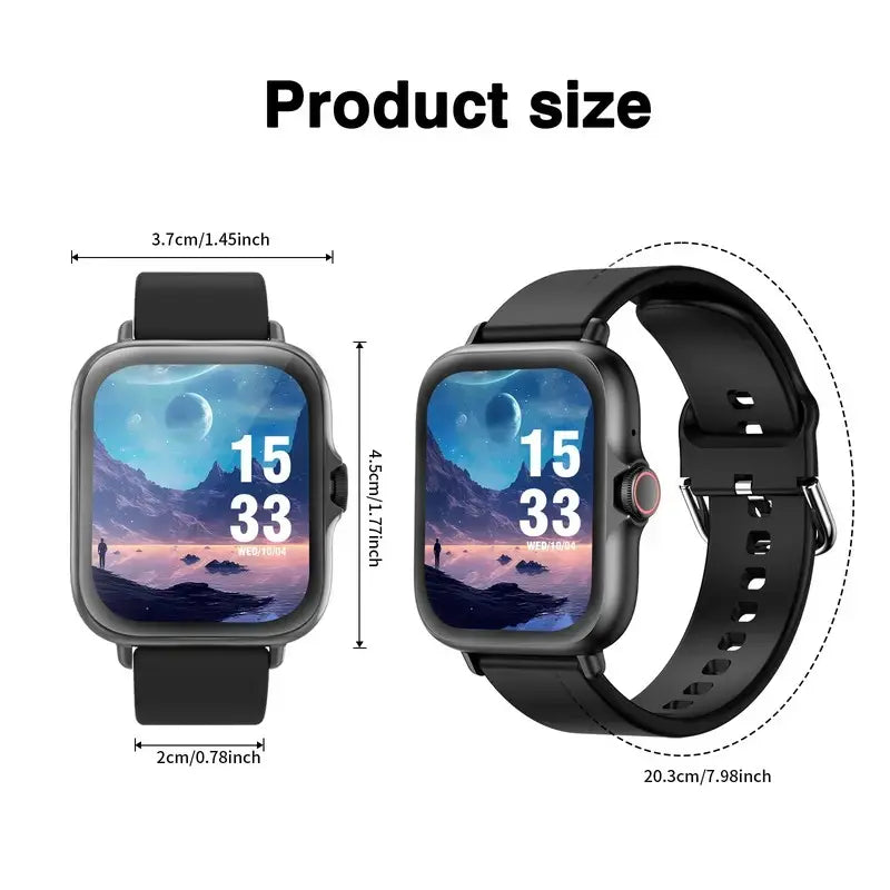 New Touchscreen Smartwatch, Android, USB Rechargeable, Bluetooth-Compatible Call & Message Alerts, Multiple Sports Modes, Stainless Steel Band, Gift for Family Friends