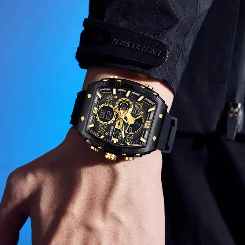 【Summervibes】Men'S Luxury Sport Watch ,Waterproof Dual-Display Wristwatch | Stylish Gift for Him Adjustable Tool Included