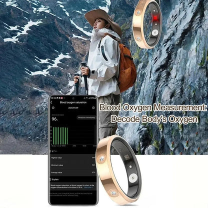 Fitness Smart Ring for Men Women 5ATM Waterproof, Heart Rate Spo2 Sleep Tracker Multi‑Sport Mode Summer Vibes Smart Ring