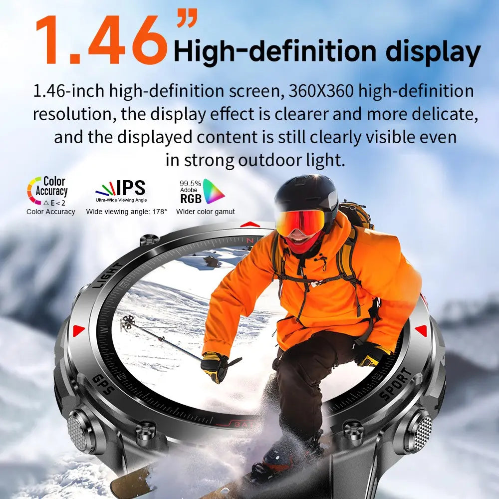 Men'S Outdoor Multifunctional Smart Watch GPS Precision Location Compass LED Light Waterproof Wireless Call Sports Modes Android Iphone Compatible Sports Smart Watches Smartwatch