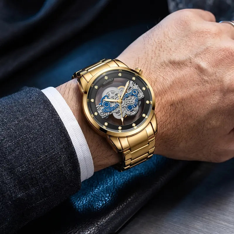 Swiss Quality Skeleton Luxury Timepiece Watch for Men Double Sided Hollow Dial with Luminous Hands Fashion Sport Luxury Timepiece