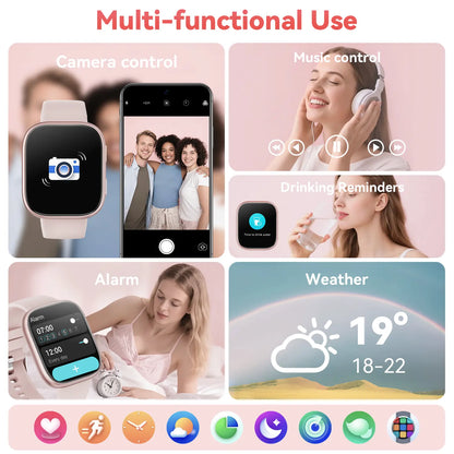 Smartwatch for Women, 1.83-Inch HD Touchscreen Fitness Tracker with Bluetooth Calling, Fitness Watch with Heart Rate/Sleep Monitor/100+ Sports, IP67 Waterproof Smartwatch for Android and Ios（Mothersdaygift）