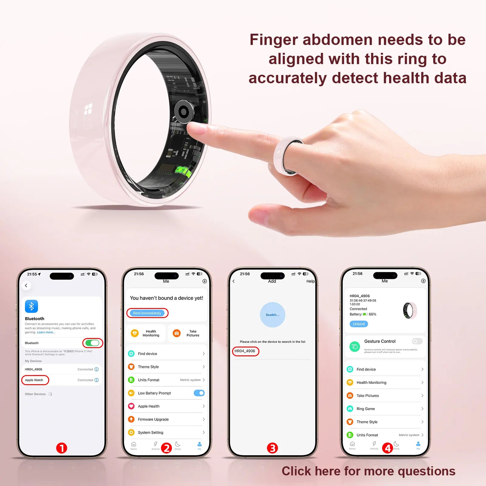 Pink Ceramic Smart Ring for Women, Fitness & Sleep Tracker, Heart Rate & Stress Monitor, Cycle Tracking, IP68 Waterproof, 3–5 Day Battery, Ios & Android, Charging Case#Summervibes