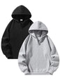 Men'S Plain Half Zip Drop Shoulder Essentials Hoodie, Regular Fit Fitted Casual Comfy Fit Long Sleeve Hooded Sweatshirt for Fall & Winter, Men'S Clothes for Daily Wear