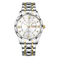 Men'S Luminous Business Simple Quartz Watch - Stainless Steel Band, Gold Accents, Blue Dial with Date & Day Indicator