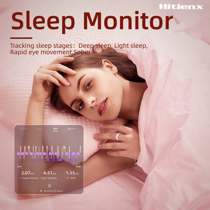 Pink Ceramic Smart Ring for Women, Fitness & Sleep Tracker, Heart Rate & Stress Monitor, Cycle Tracking, IP68 Waterproof, 3–5 Day Battery, Ios & Android, Charging Case#Summervibes