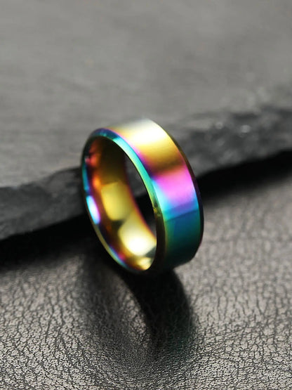 Summer 2024 Simple Design Plain Stainless Steel Ring, Daily Casual Versatile Unisex Design Accessories for Women Men