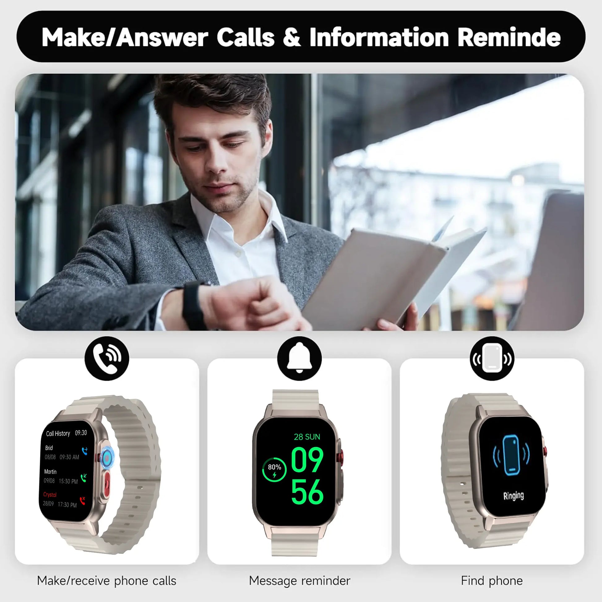 2026 NEW Upgraded Fitness Smartwatch 2.02" Full HD Display IP68 Waterproof Bluetooth Calling 24/7 Heart Rate Sleep Monitoring Perfect for Sports Business Wear - Durable, Wearable