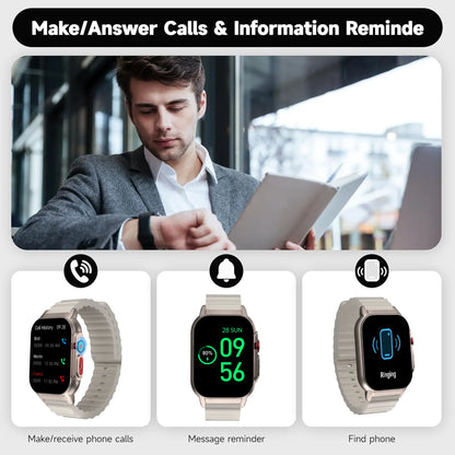 2026 NEW Upgraded Fitness Smartwatch 2.02" Full HD Display IP68 Waterproof Bluetooth Calling 24/7 Heart Rate Sleep Monitoring Perfect for Sports Business Wear - Durable, Wearable