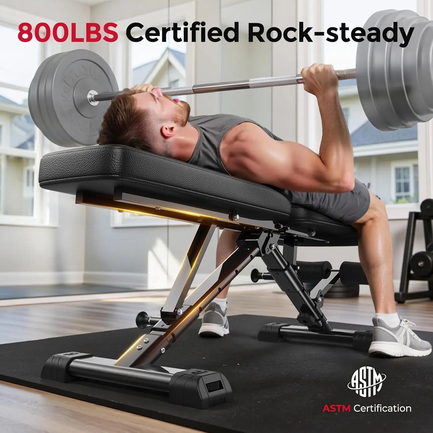 FLYBIRD Adjustable Weight Bench, Astm-Certified 800LBS Workout Bench Foldable for Home Gym, 90° to -30° FID and 30In Extended Backrest for Bench Press Strength Training Exercise#Summervibes Summervibes,Summervibes