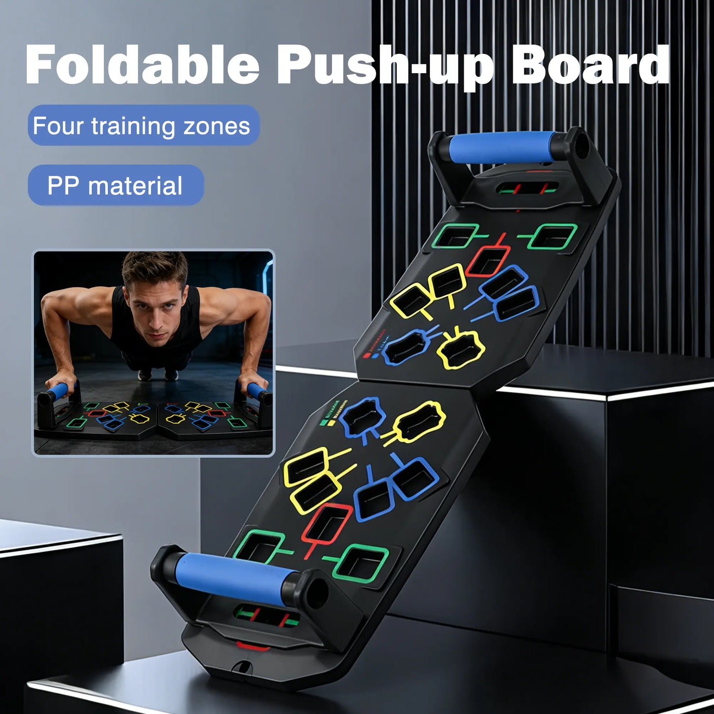 1 Count Push-Up Board, Black, Impact-Resistant Push-Up Board for Daily Strength Exercise