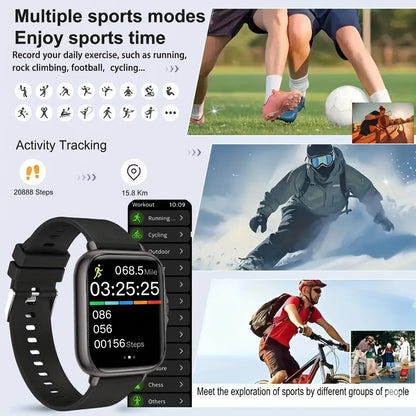 New Touchscreen Smartwatch, Android, USB Rechargeable, Bluetooth-Compatible Call & Message Alerts, Multiple Sports Modes, Stainless Steel Band, Gift for Family Friends