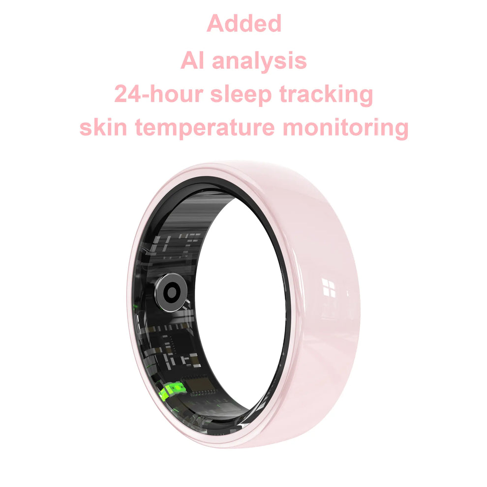 Pink Ceramic Smart Ring for Women, Fitness & Sleep Tracker, Heart Rate ...