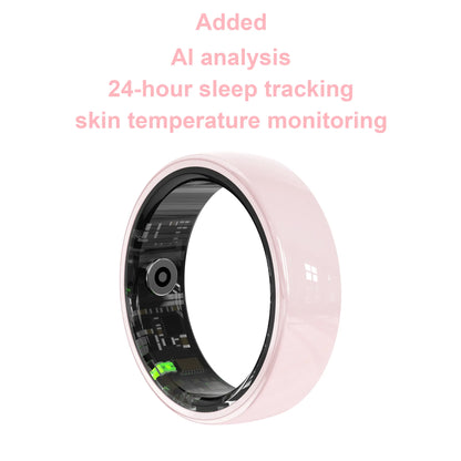 Pink Ceramic Smart Ring for Women, Fitness & Sleep Tracker, Heart Rate & Stress Monitor, Cycle Tracking, IP68 Waterproof, 3–5 Day Battery, Ios & Android, Charging Case#Summervibes