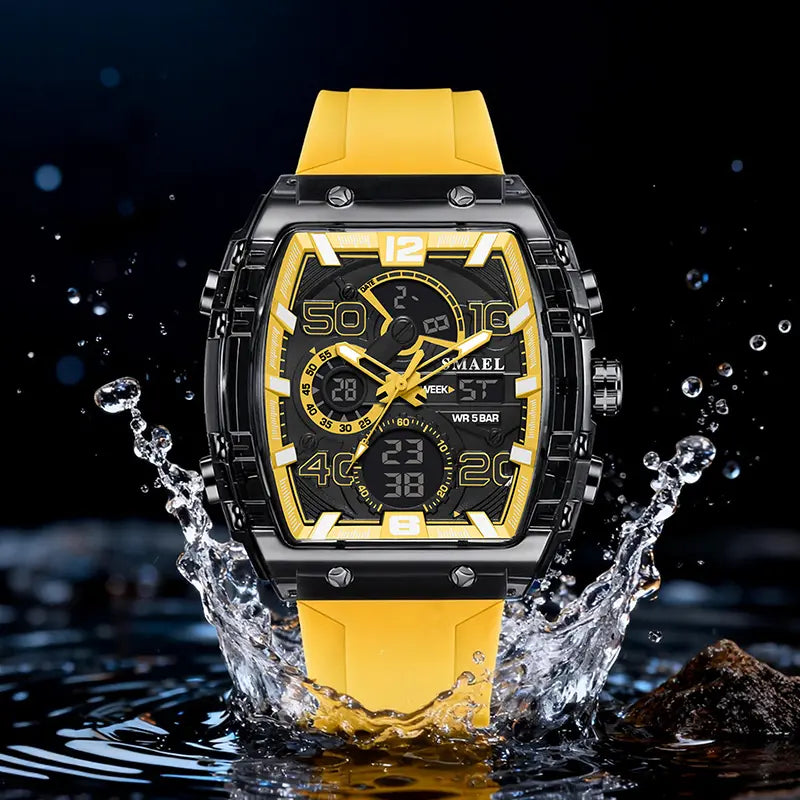 【Summervibes】Men'S Luxury Sport Watch ,Waterproof Dual-Display Wristwatch | Stylish Gift for Him Adjustable Tool Included