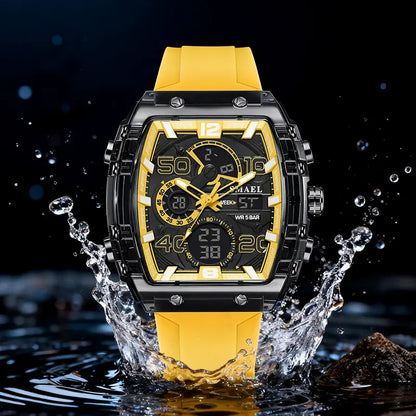 【Summervibes】Men'S Luxury Sport Watch ,Waterproof Dual-Display Wristwatch | Stylish Gift for Him Adjustable Tool Included